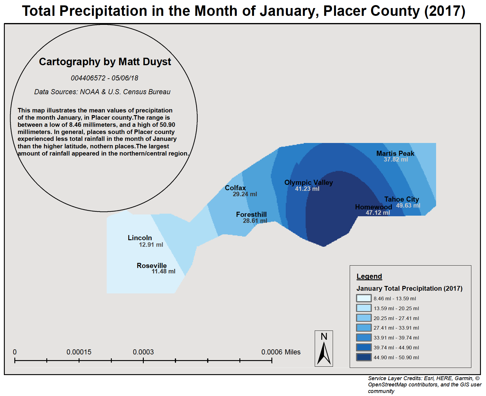 Precipitation Calculations of Ski Resorts in Placer County, CA