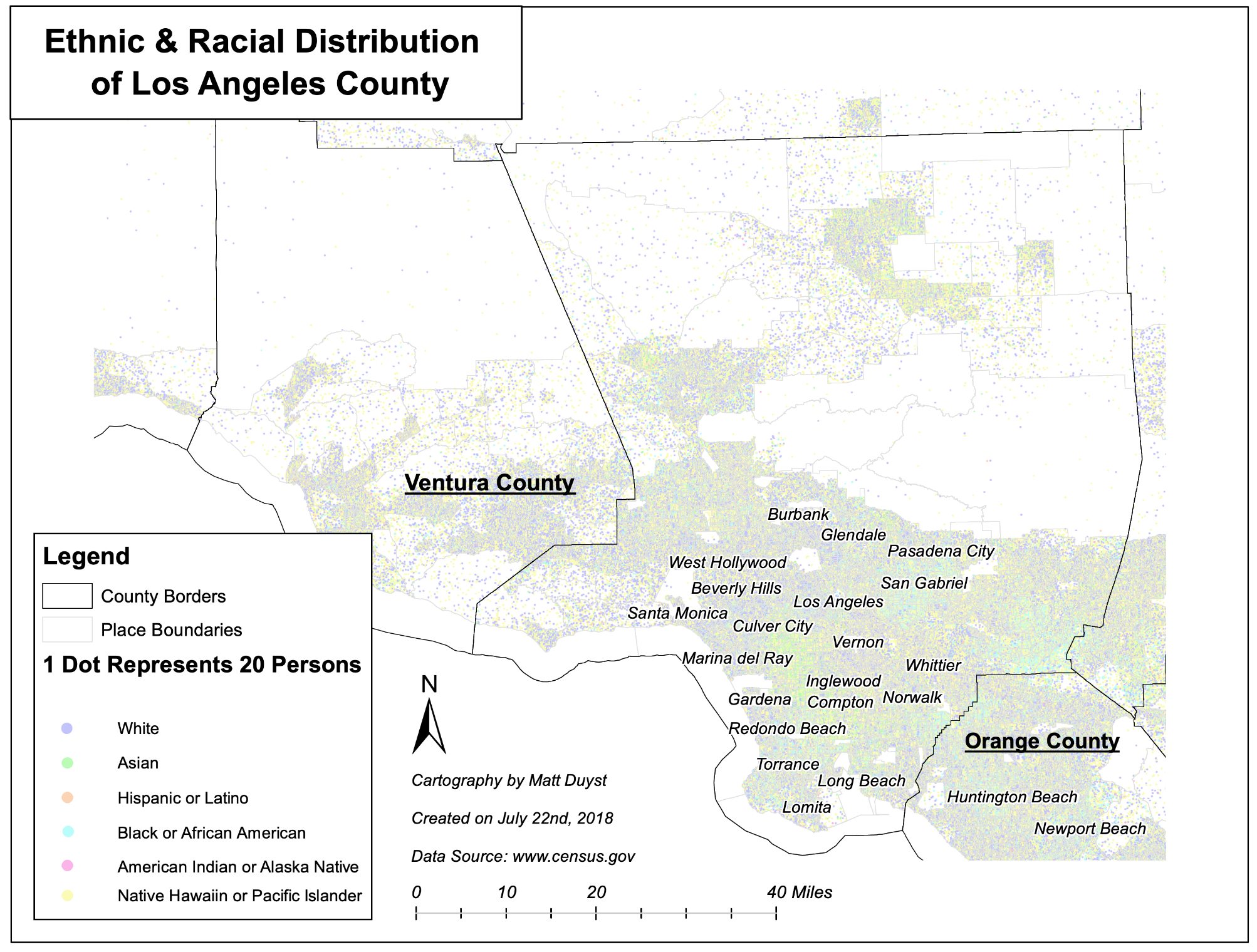 A Dot-Density Representation of LA's Ethnic & Racial Distribution