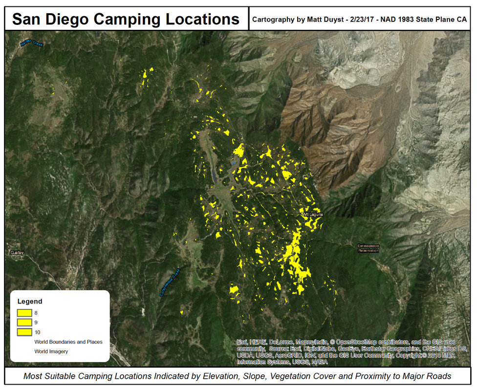 Site Suitability Analysis: San Diego Elevation Mappings for a Summer Campground