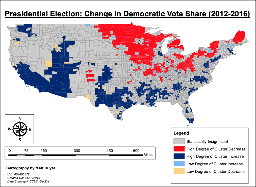 The Spatial Dynamics of Presidential Elections: An Autocorrelation Analysis of Voter Behavior in 2012 & 2016