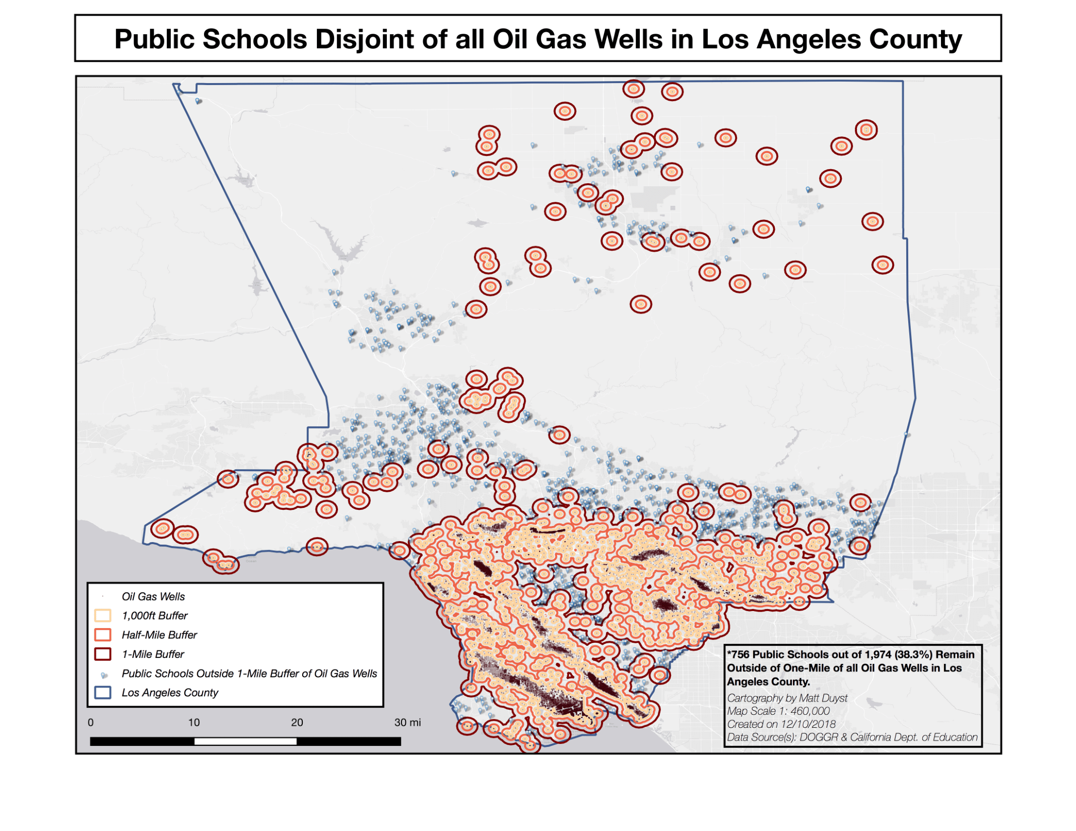 Public School and Oil Gas Well Assessment in Los Angeles, CA