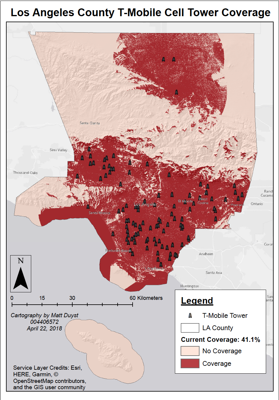 Modifications of T-Mobile Cell Towers for Accentuated Coverage Areas: Los Angeles, CA