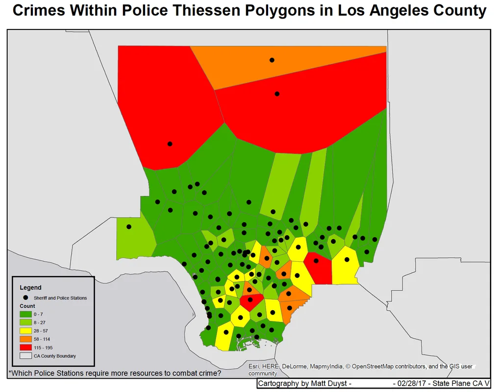 LA County Criminal Mappings: Heat Mapping & Thiessen Polygons of Reported Crimes, figure 4