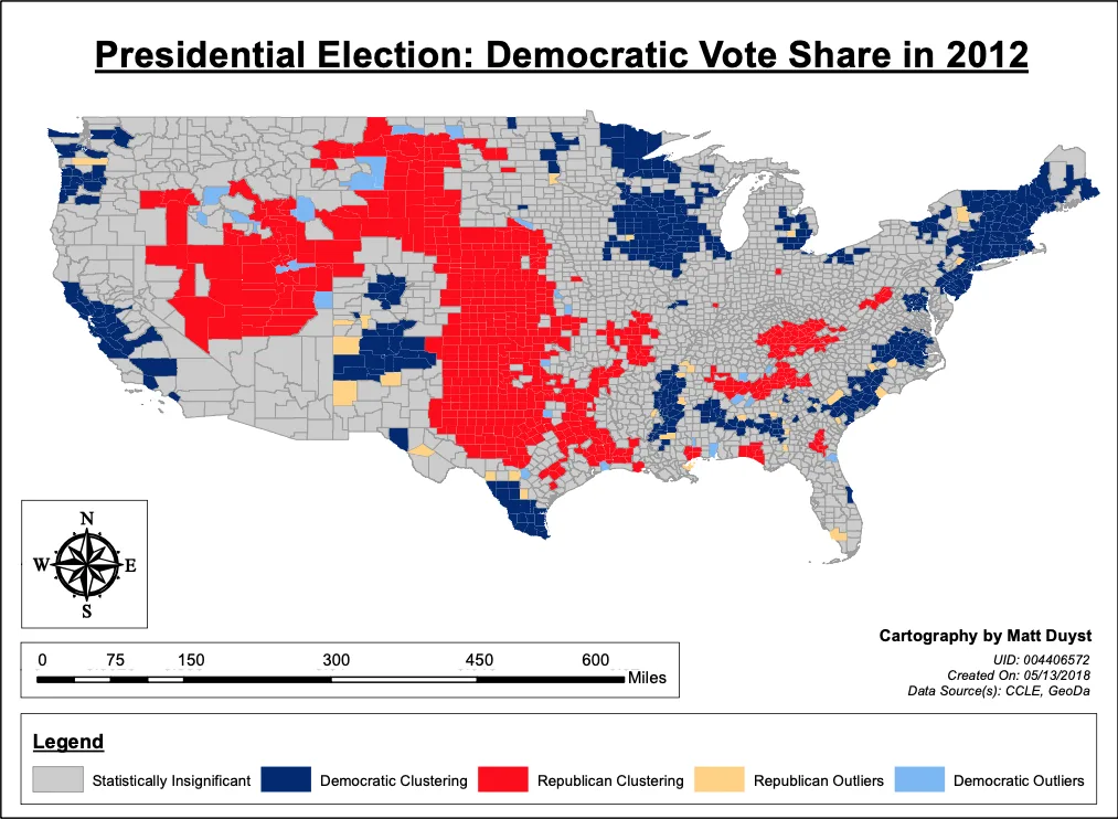 The Spatial Dynamics of Presidential Elections: An Autocorrelation Analysis of Voter Behavior in 2012 & 2016, figure 1